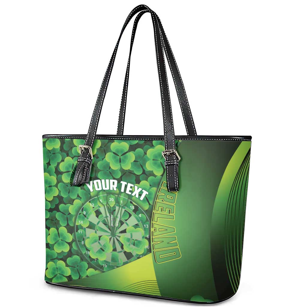 Personalised Ireland Darts Leather Tote Bag Dartboard Irish Shamrock Pattern - Wonder Print Shop