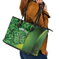 Personalised Ireland Darts Leather Tote Bag Dartboard Irish Shamrock Pattern - Wonder Print Shop