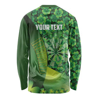 Personalised Ireland Darts Long Sleeve Shirt Dartboard Irish Shamrock Pattern - Wonder Print Shop