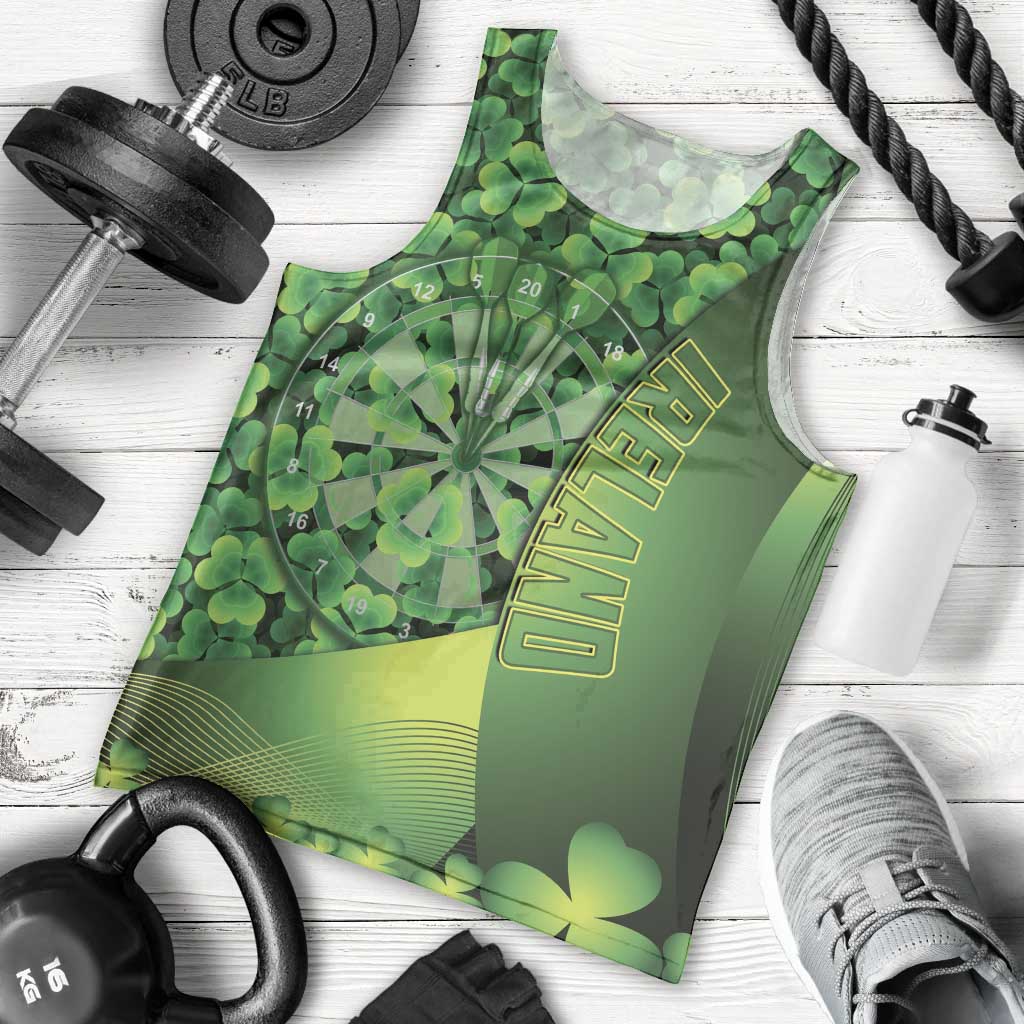 Personalised Ireland Darts Men Tank Top Dartboard Irish Shamrock Pattern - Wonder Print Shop
