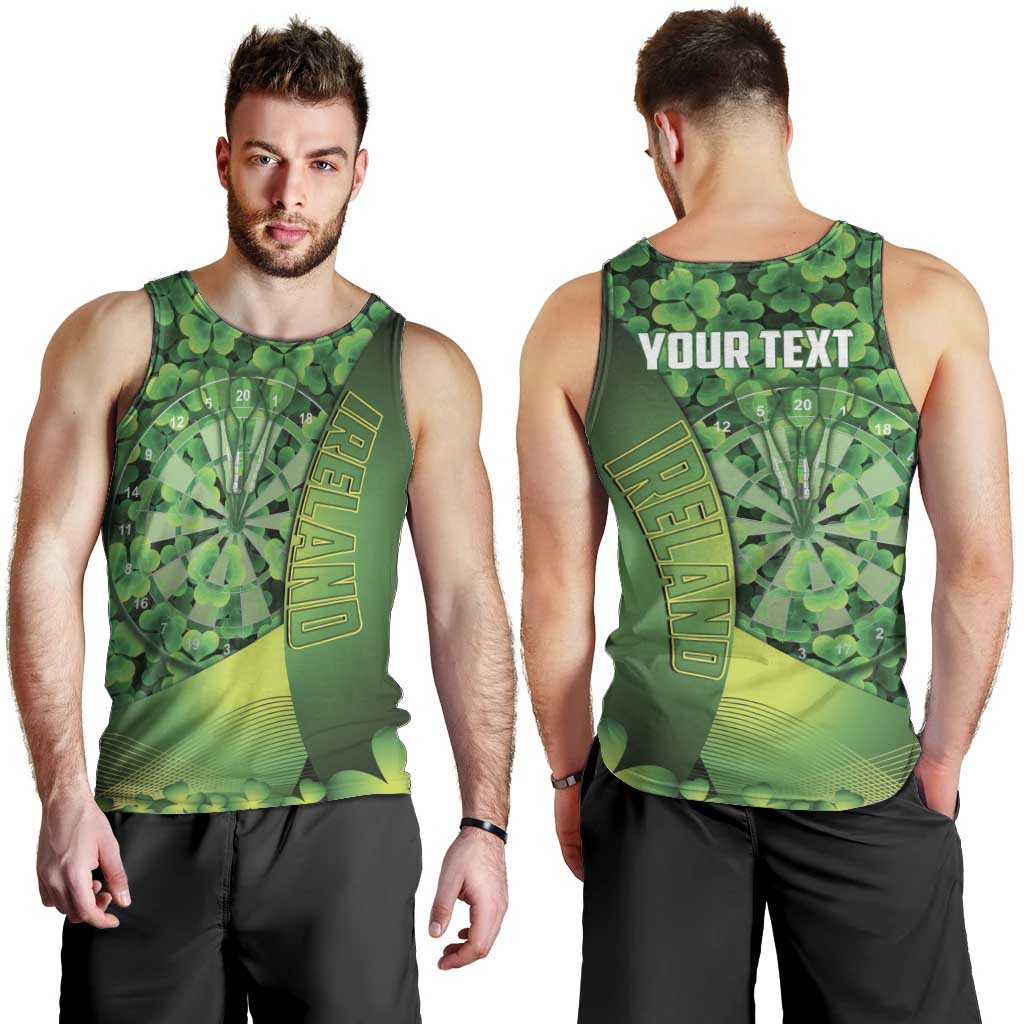 Personalised Ireland Darts Men Tank Top Dartboard Irish Shamrock Pattern - Wonder Print Shop