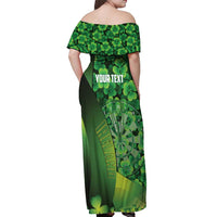 Personalised Ireland Darts Off Shoulder Maxi Dress Dartboard Irish Shamrock Pattern - Wonder Print Shop
