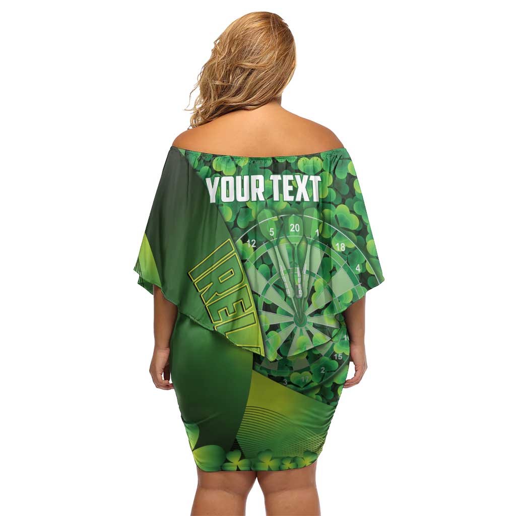 Personalised Ireland Darts Off Shoulder Short Dress Dartboard Irish Shamrock Pattern - Wonder Print Shop
