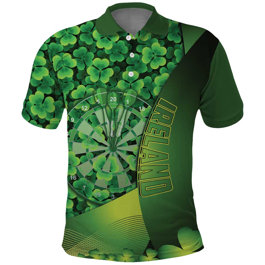 Personalised Ireland Darts Polo Shirt Dartboard Irish Shamrock Pattern - Wonder Print Shop