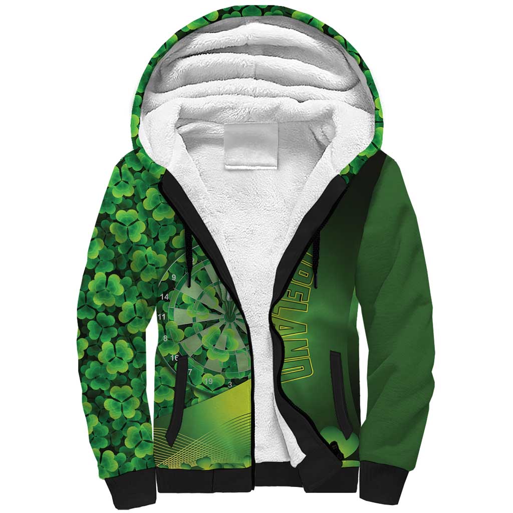 Personalised Ireland Darts Sherpa Hoodie Dartboard Irish Shamrock Pattern - Wonder Print Shop