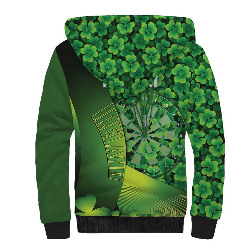 Personalised Ireland Darts Sherpa Hoodie Dartboard Irish Shamrock Pattern - Wonder Print Shop