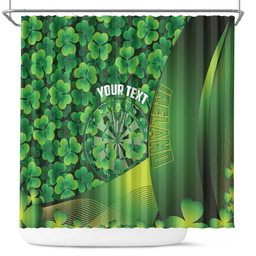 Personalised Ireland Darts Shower Curtain Dartboard Irish Shamrock Pattern - Wonder Print Shop