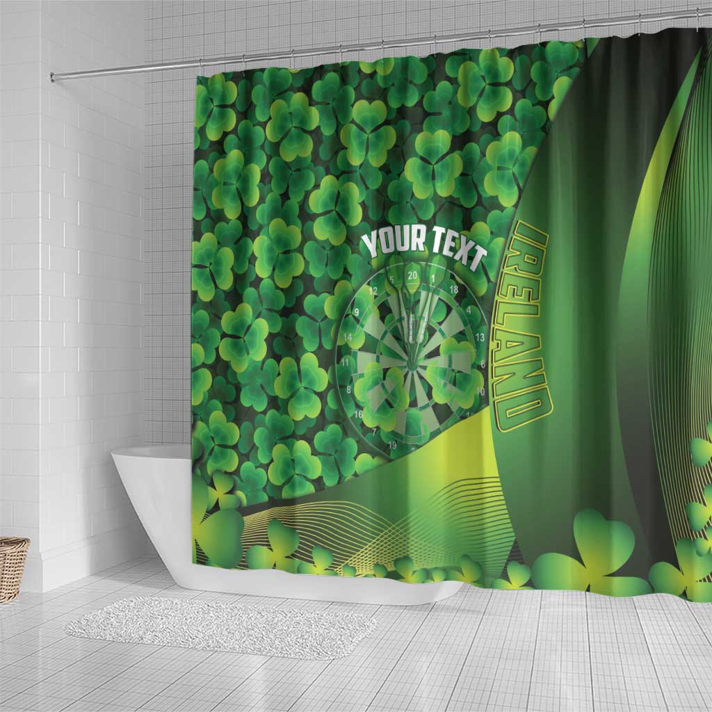 Personalised Ireland Darts Shower Curtain Dartboard Irish Shamrock Pattern - Wonder Print Shop