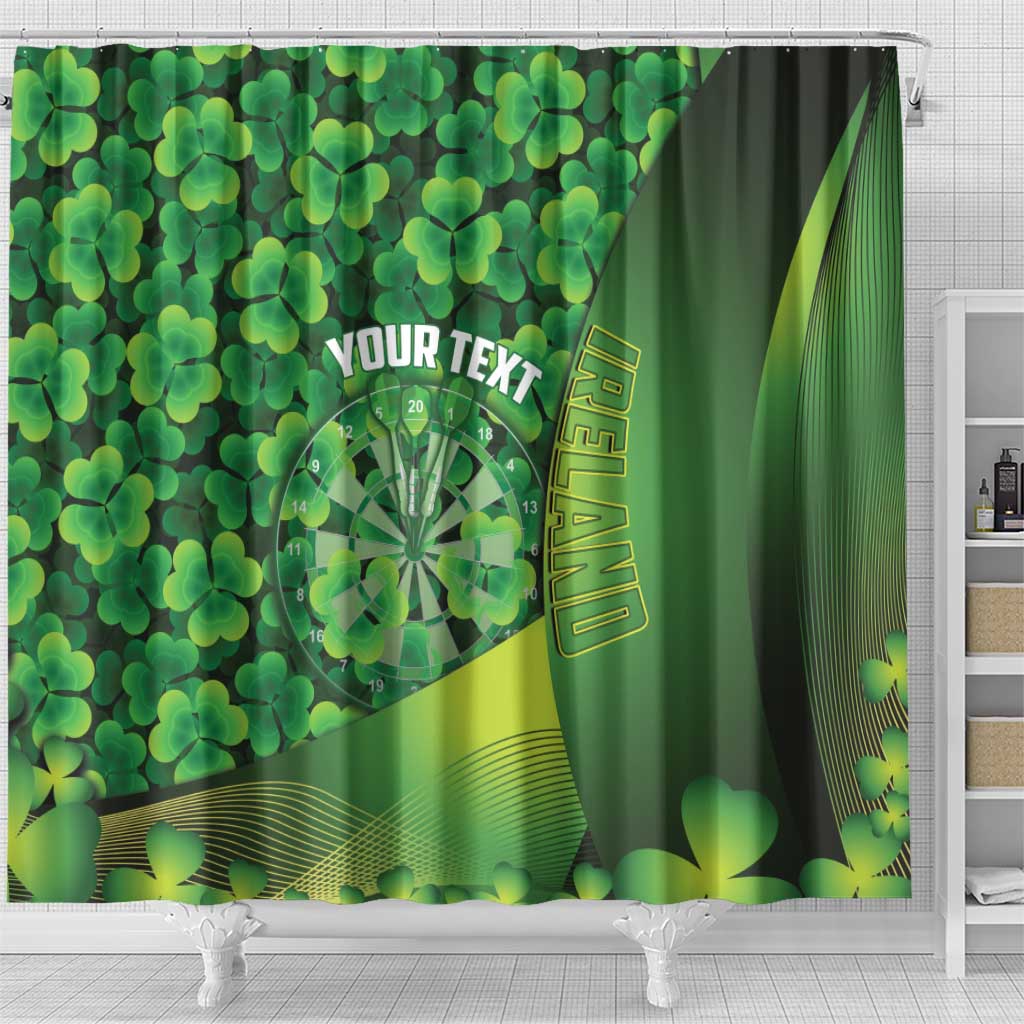 Personalised Ireland Darts Shower Curtain Dartboard Irish Shamrock Pattern - Wonder Print Shop