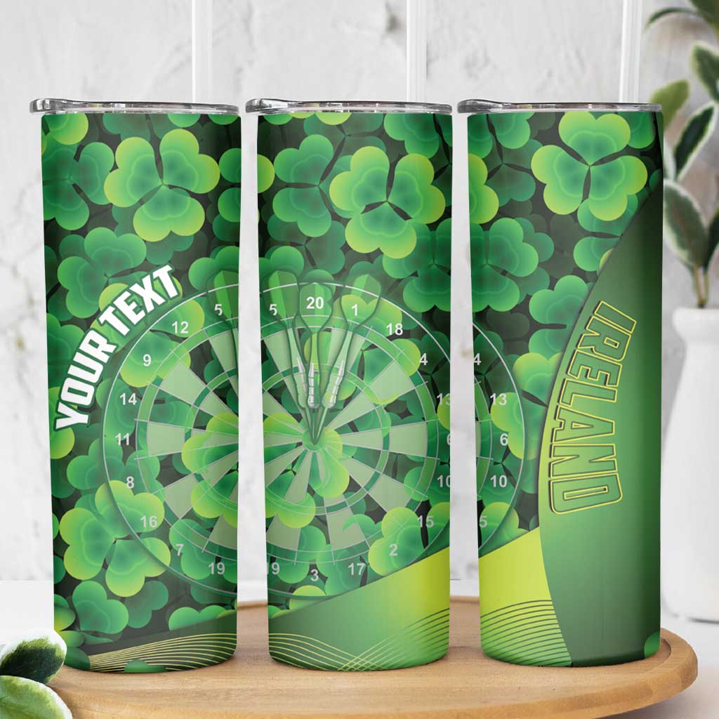 Personalised Ireland Darts Skinny Tumbler Dartboard Irish Shamrock Pattern - Wonder Print Shop