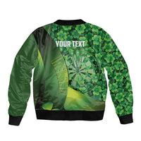 Personalised Ireland Darts Sleeve Zip Bomber Jacket Dartboard Irish Shamrock Pattern - Wonder Print Shop