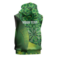Personalised Ireland Darts Sleeveless Hoodie Dartboard Irish Shamrock Pattern - Wonder Print Shop