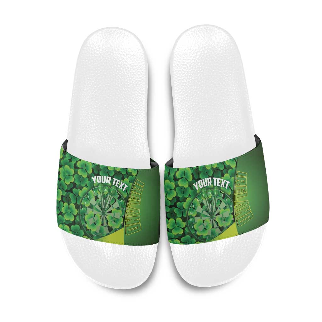 Personalised Ireland Darts Slide Sandals Dartboard Irish Shamrock Pattern - Wonder Print Shop