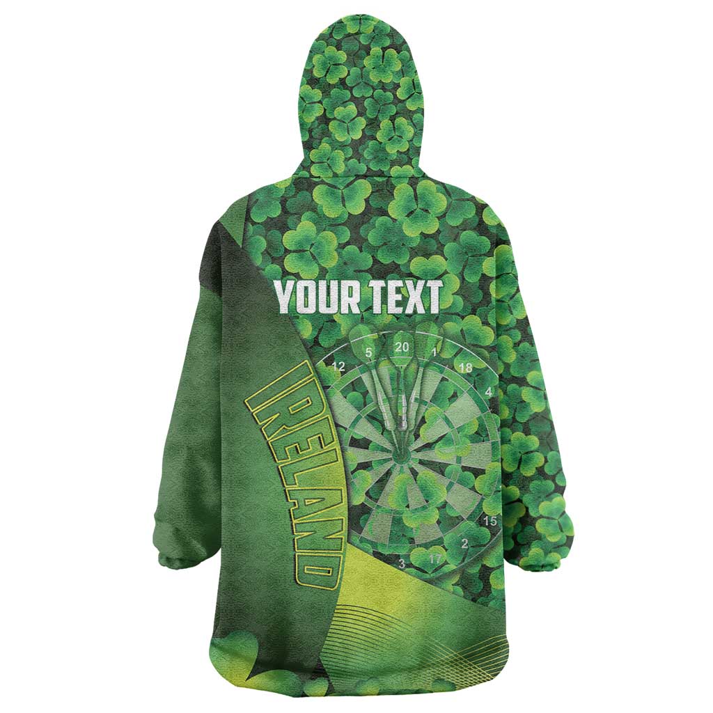 Personalised Ireland Darts Wearable Blanket Hoodie Dartboard Irish Shamrock Pattern - Wonder Print Shop