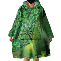 Personalised Ireland Darts Wearable Blanket Hoodie Dartboard Irish Shamrock Pattern - Wonder Print Shop