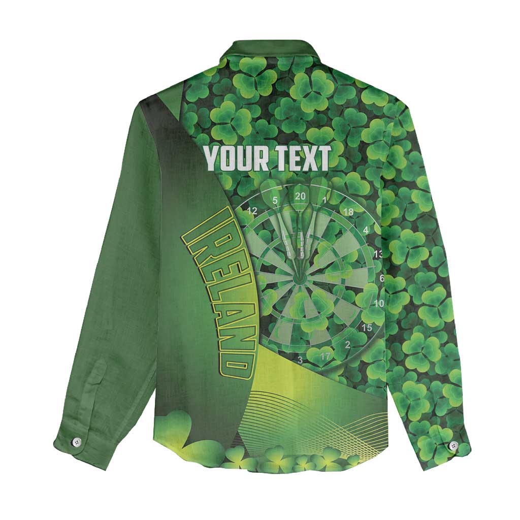 Personalised Ireland Darts Women Casual Shirt Dartboard Irish Shamrock Pattern - Wonder Print Shop