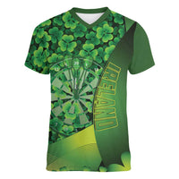 Personalised Ireland Darts Women V-Neck T-Shirt Dartboard Irish Shamrock Pattern - Wonder Print Shop