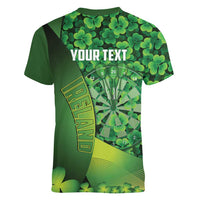 Personalised Ireland Darts Women V-Neck T-Shirt Dartboard Irish Shamrock Pattern - Wonder Print Shop