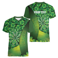 Personalised Ireland Darts Women V-Neck T-Shirt Dartboard Irish Shamrock Pattern - Wonder Print Shop