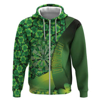 Personalised Ireland Darts Zip Hoodie Dartboard Irish Shamrock Pattern - Wonder Print Shop