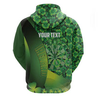 Personalised Ireland Darts Zip Hoodie Dartboard Irish Shamrock Pattern - Wonder Print Shop