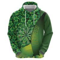 Personalised Ireland Darts Zip Hoodie Dartboard Irish Shamrock Pattern - Wonder Print Shop