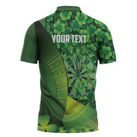 Personalised Ireland Darts Zipper Polo Shirt Dartboard Irish Shamrock Pattern - Wonder Print Shop