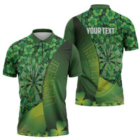 Personalised Ireland Darts Zipper Polo Shirt Dartboard Irish Shamrock Pattern - Wonder Print Shop
