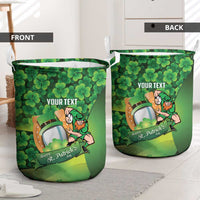 St Patrick's Day Ireland Rugby Custom Laundry Basket Leprechaun Mascot Irish Shamrock Pattern - Wonder Print Shop