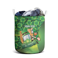 St Patrick's Day Ireland Rugby Custom Laundry Basket Leprechaun Mascot Irish Shamrock Pattern - Wonder Print Shop