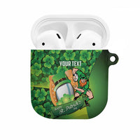 St Patrick's Day Ireland Rugby Custom AirPods Case Leprechaun Mascot Irish Shamrock Pattern - Wonder Print Shop