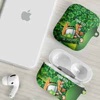 St Patrick's Day Ireland Rugby Custom AirPods Case Leprechaun Mascot Irish Shamrock Pattern - Wonder Print Shop