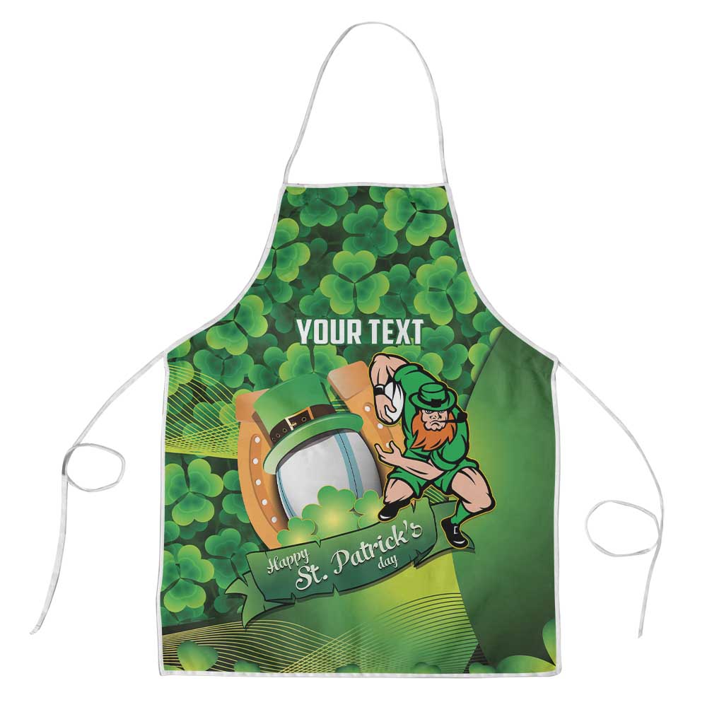 St Patrick's Day Ireland Rugby Custom Apron Leprechaun Mascot Irish Shamrock Pattern - Wonder Print Shop