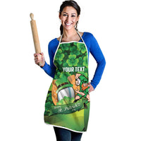 St Patrick's Day Ireland Rugby Custom Apron Leprechaun Mascot Irish Shamrock Pattern - Wonder Print Shop