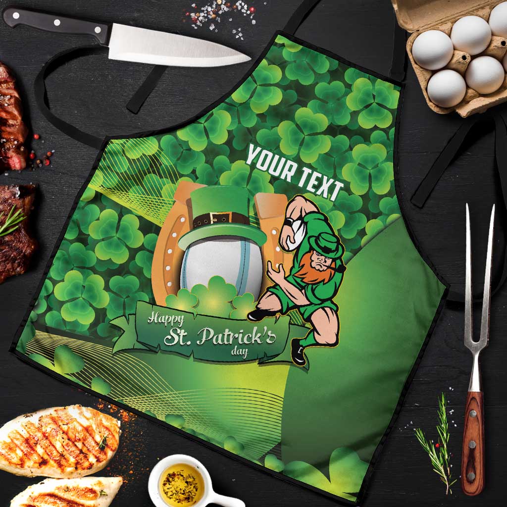 St Patrick's Day Ireland Rugby Custom Apron Leprechaun Mascot Irish Shamrock Pattern - Wonder Print Shop
