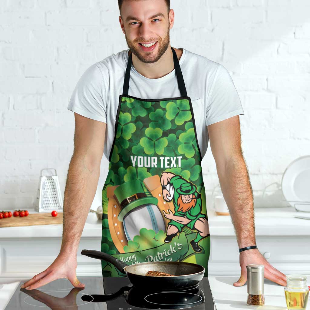 St Patrick's Day Ireland Rugby Custom Apron Leprechaun Mascot Irish Shamrock Pattern - Wonder Print Shop