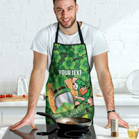 St Patrick's Day Ireland Rugby Custom Apron Leprechaun Mascot Irish Shamrock Pattern - Wonder Print Shop