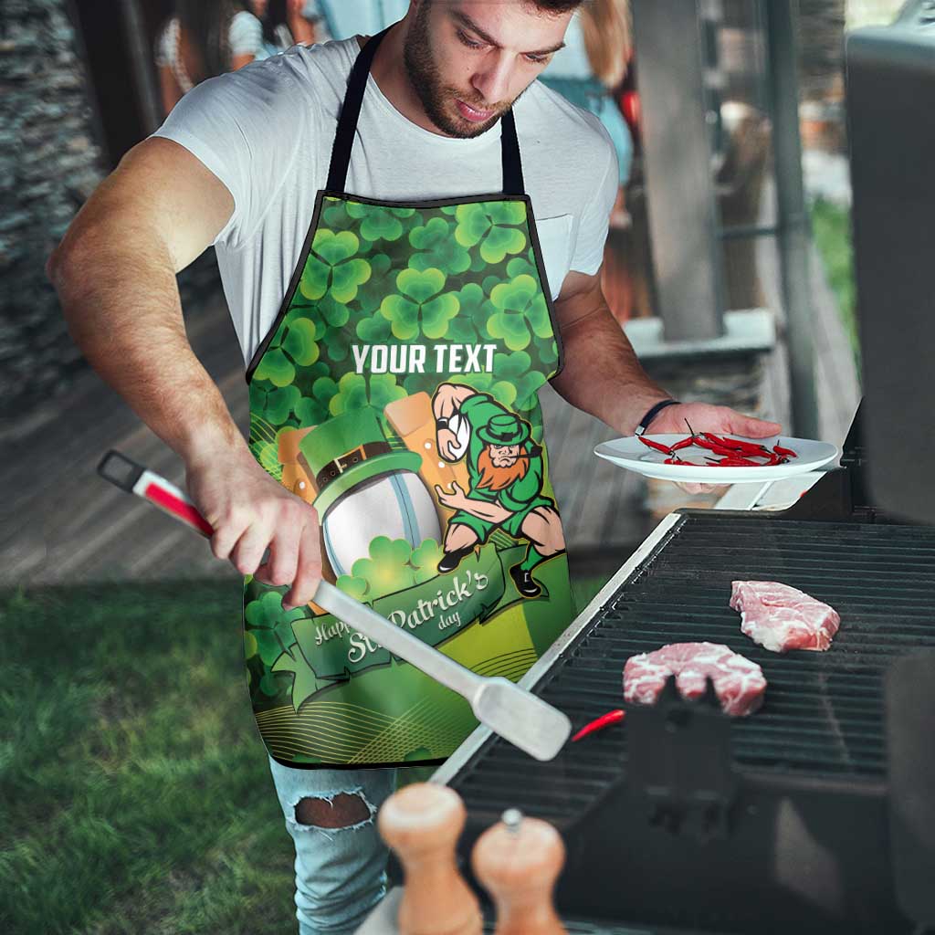 St Patrick's Day Ireland Rugby Custom Apron Leprechaun Mascot Irish Shamrock Pattern - Wonder Print Shop