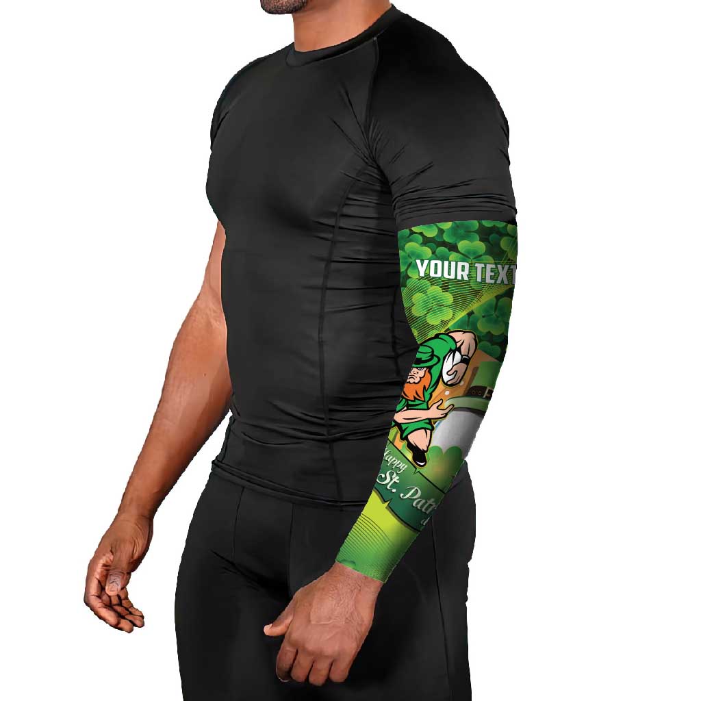 St Patrick's Day Ireland Rugby Custom Arm Sleeves Leprechaun Mascot Irish Shamrock Pattern - Wonder Print Shop