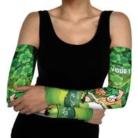 St Patrick's Day Ireland Rugby Custom Arm Sleeves Leprechaun Mascot Irish Shamrock Pattern - Wonder Print Shop