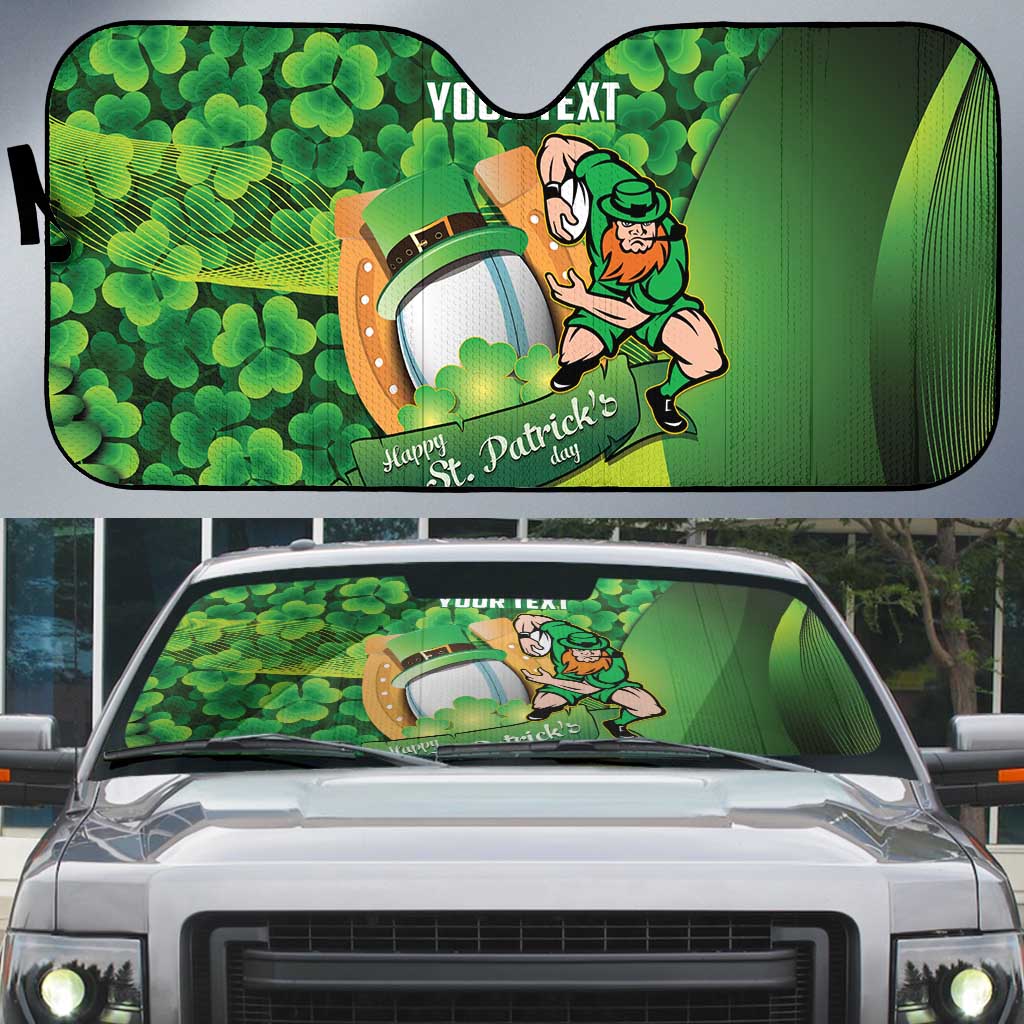 St Patrick's Day Ireland Rugby Custom Auto Sun Shade Leprechaun Mascot Irish Shamrock Pattern - Wonder Print Shop