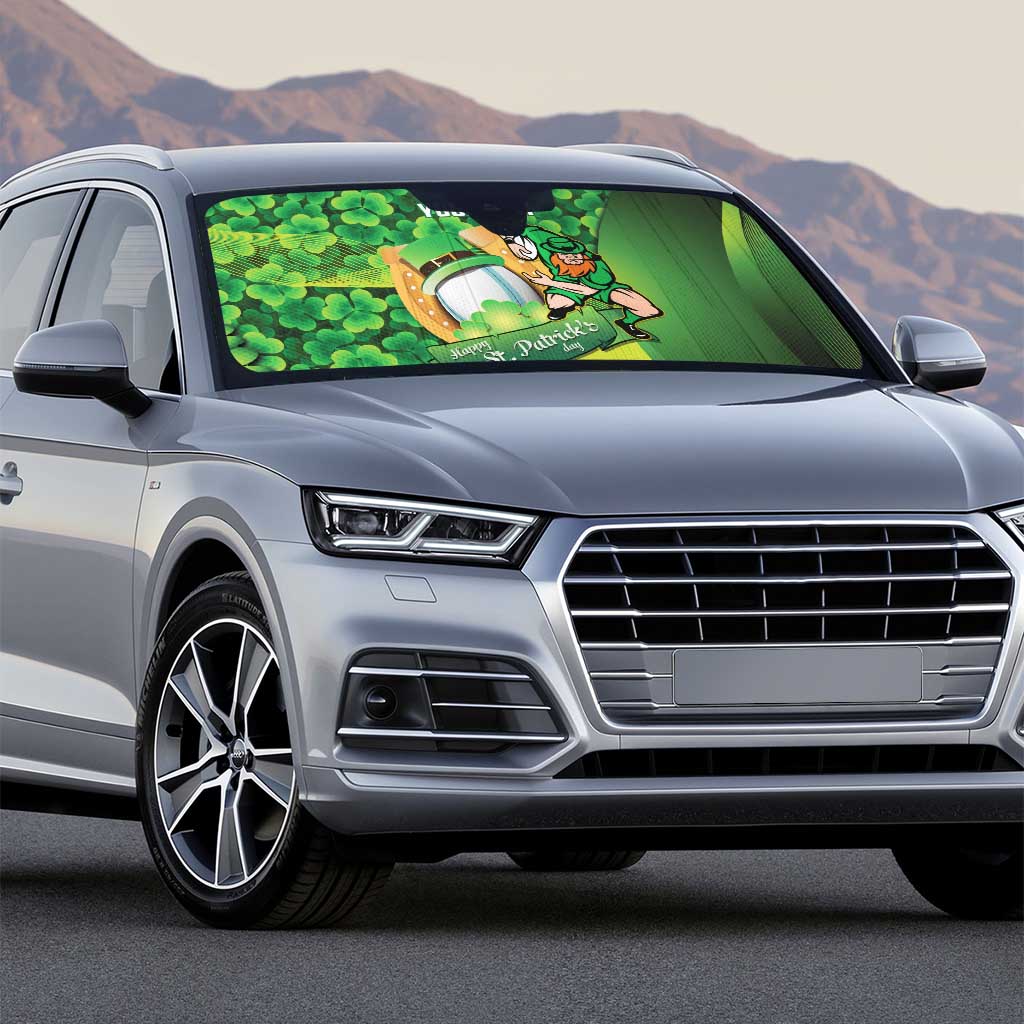 St Patrick's Day Ireland Rugby Custom Auto Sun Shade Leprechaun Mascot Irish Shamrock Pattern - Wonder Print Shop