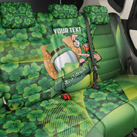 St Patrick's Day Ireland Rugby Custom Back Car Seat Cover Leprechaun Mascot Irish Shamrock Pattern - Wonder Print Shop