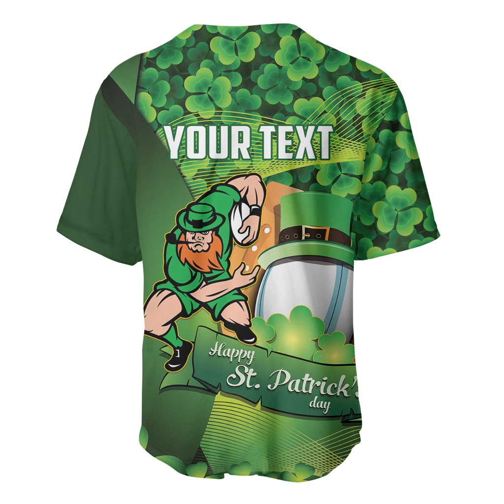 St Patrick's Day Ireland Rugby Custom Baseball Jersey Leprechaun Mascot Irish Shamrock Pattern - Wonder Print Shop
