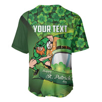 St Patrick's Day Ireland Rugby Custom Baseball Jersey Leprechaun Mascot Irish Shamrock Pattern - Wonder Print Shop