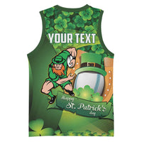 St Patrick's Day Ireland Rugby Custom Basketball Jersey Leprechaun Mascot Irish Shamrock Pattern - Wonder Print Shop