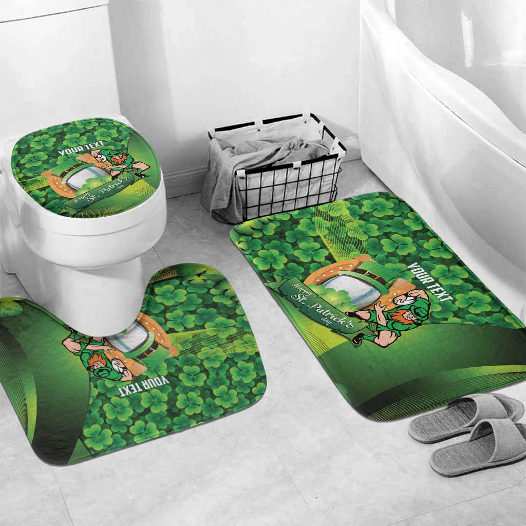 St Patrick's Day Ireland Rugby Custom Bathroom Set Leprechaun Mascot Irish Shamrock Pattern - Wonder Print Shop