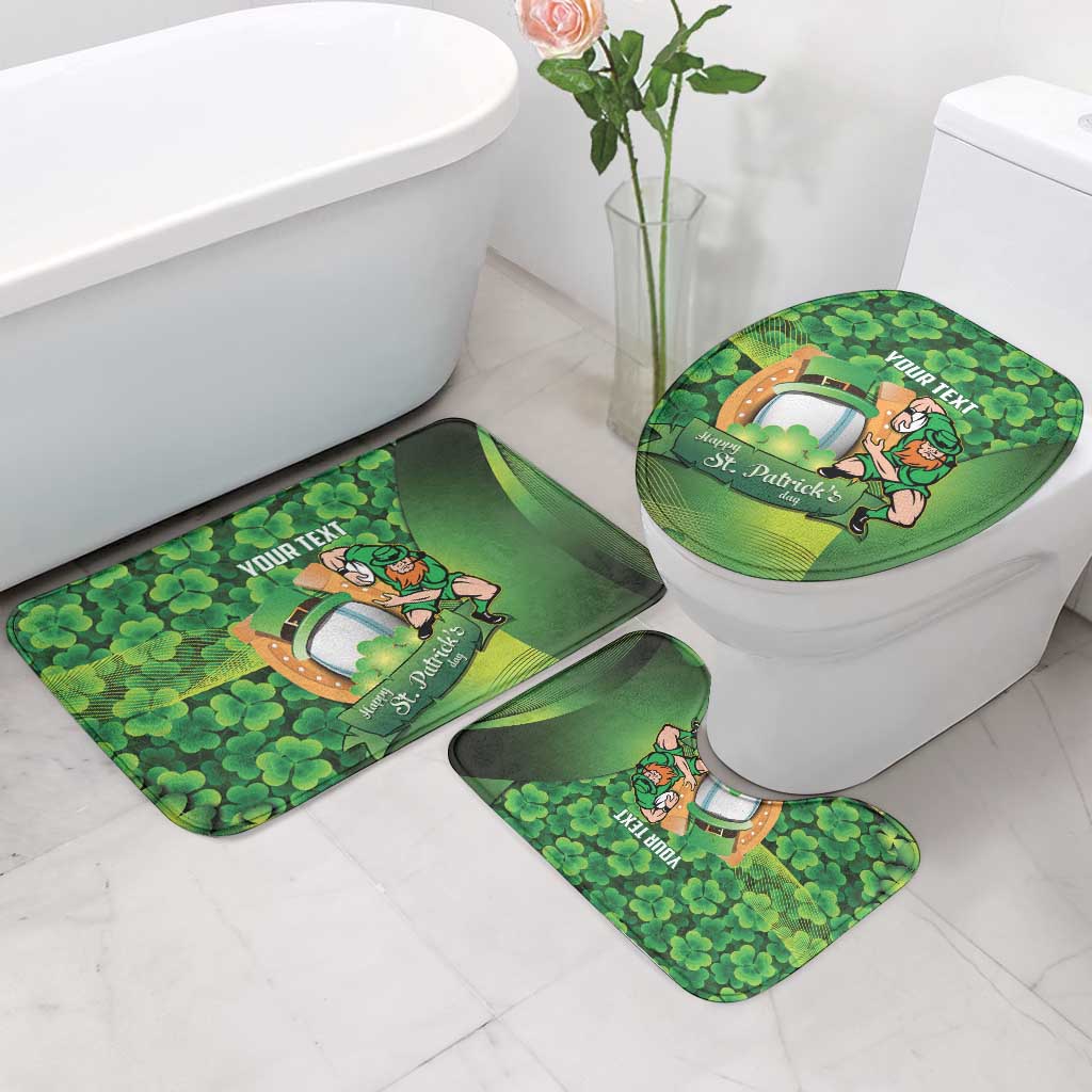 St Patrick's Day Ireland Rugby Custom Bathroom Set Leprechaun Mascot Irish Shamrock Pattern - Wonder Print Shop
