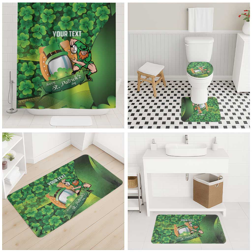 St Patrick's Day Ireland Rugby Custom Bathroom Set Leprechaun Mascot Irish Shamrock Pattern - Wonder Print Shop