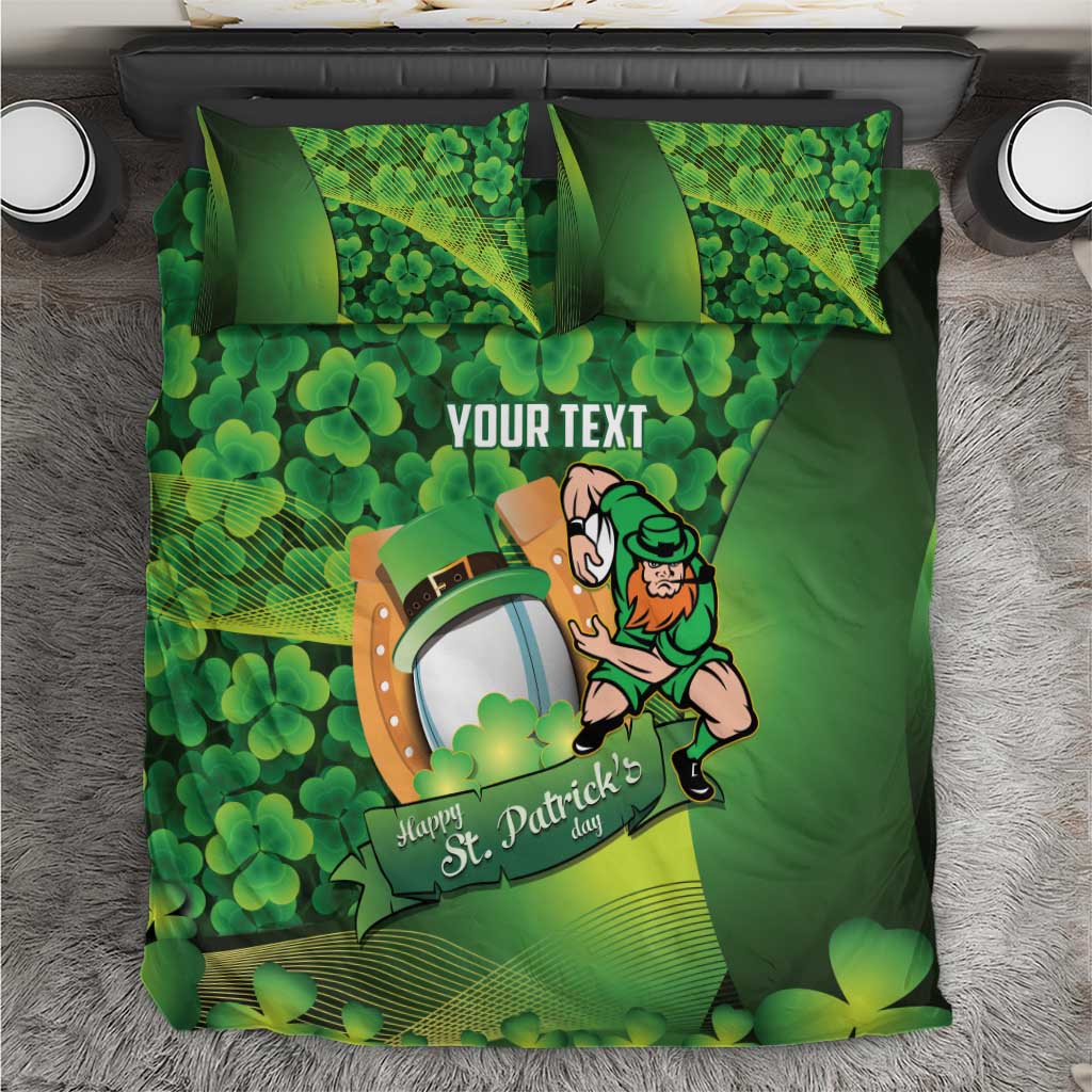 St Patrick's Day Ireland Rugby Custom Bedding Set Leprechaun Mascot Irish Shamrock Pattern - Wonder Print Shop